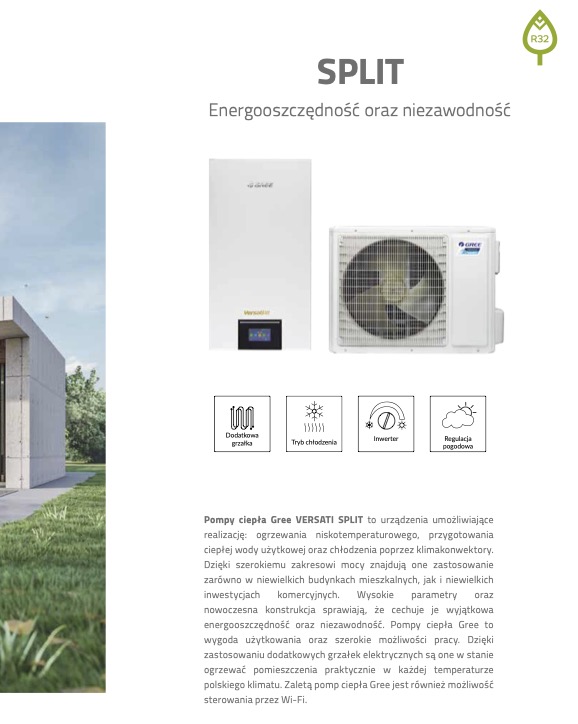 powietrzna pompa ciepła typu split GREE VERSATI